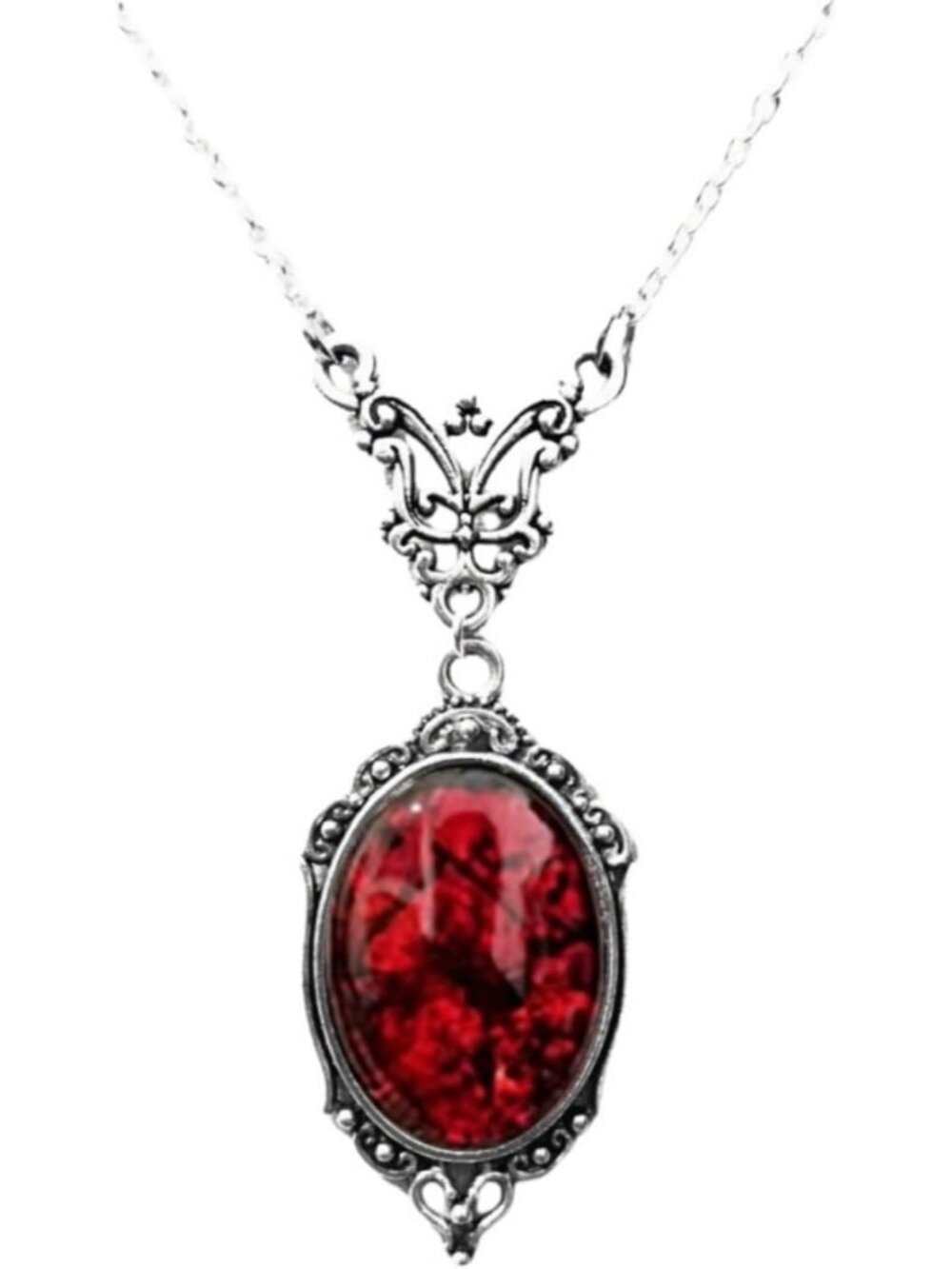 Women Dark Red Gothic Vampire Blood Cameo Pendant Vintage Witch Choker Necklace